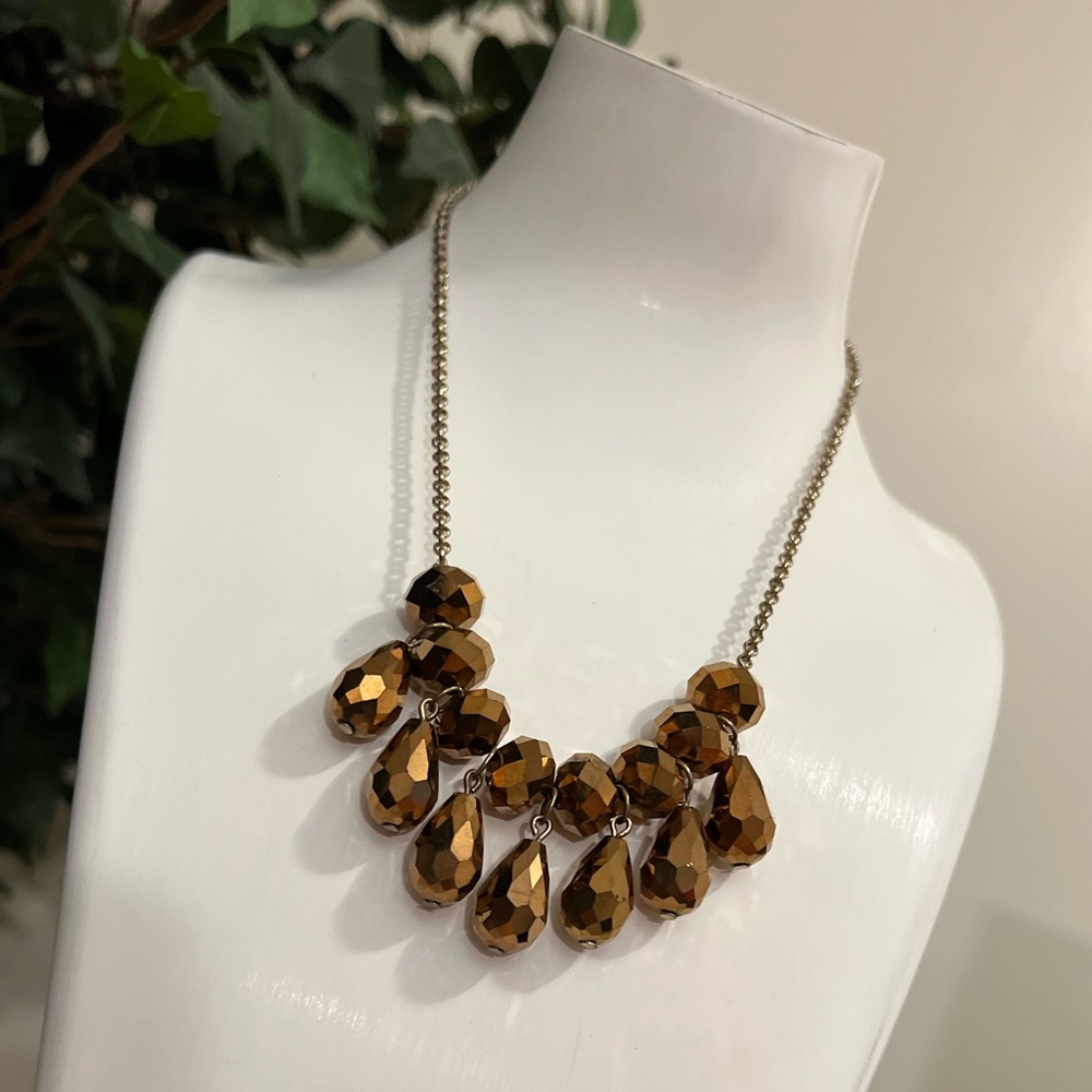 Bronze Hanging Beaded Necklace - Picture 2 of 6